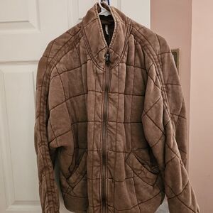 Free People Women's Quilted Brown Dolman Jacket-Great for Fall!